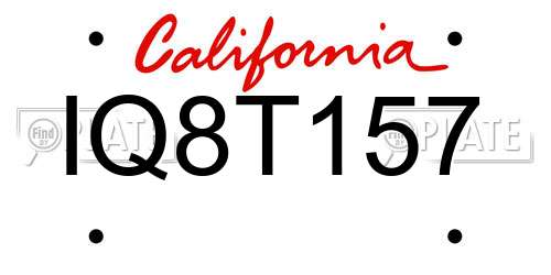 IQ8T157 California License Plate