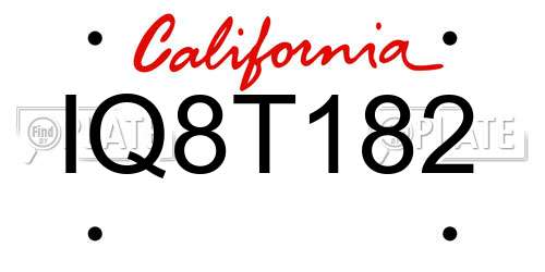 IQ8T182 California License Plate