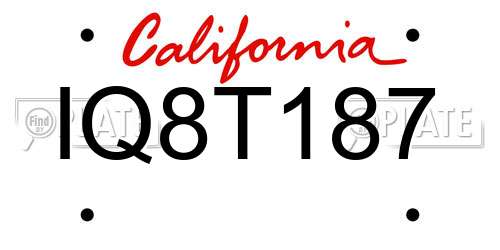 IQ8T187 California License Plate