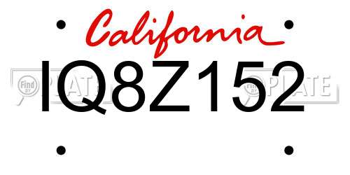 IQ8Z152 California License Plate
