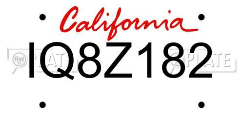 IQ8Z182 California License Plate