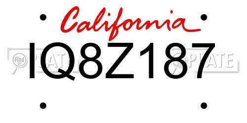 IQ8Z187 California License Plate
