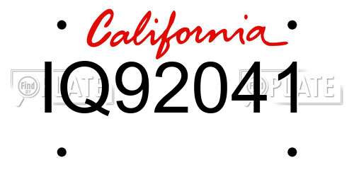 IQ92041 California License Plate