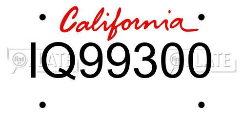 IQ99300 California License Plate