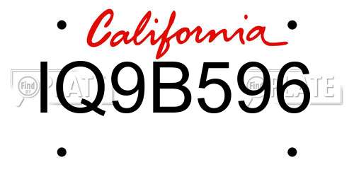 IQ9B596 California License Plate