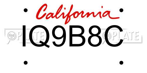 IQ9B8C California License Plate