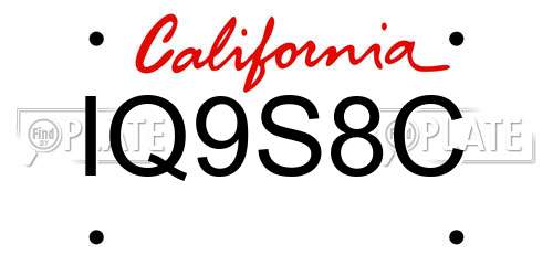 IQ9S8C California License Plate