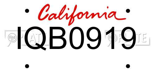 IQB0919 California License Plate