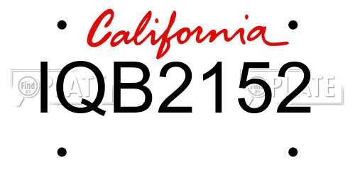 IQB2152 California License Plate