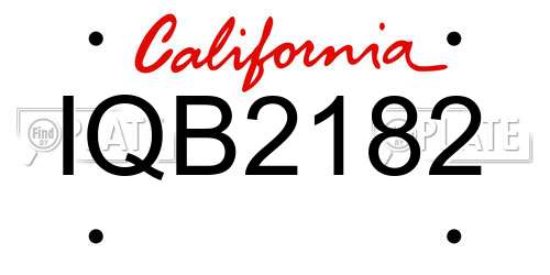 IQB2182 California License Plate