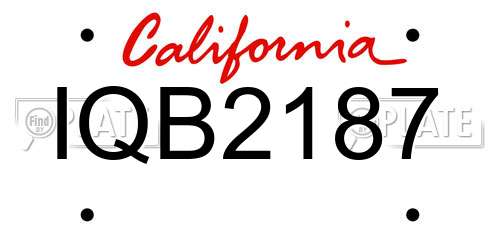 IQB2187 California License Plate
