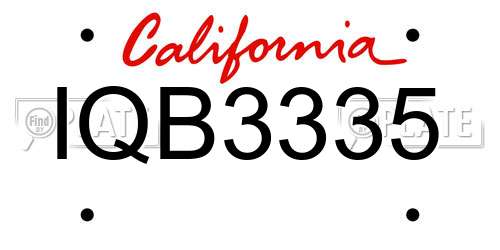 IQB3335 California License Plate