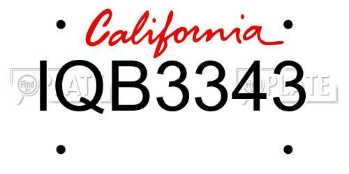 IQB3343 California License Plate