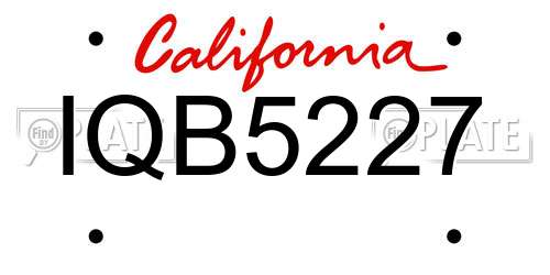 IQB5227 California License Plate