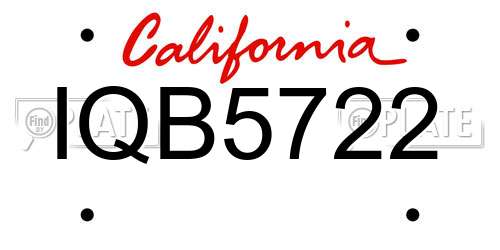 IQB5722 California License Plate