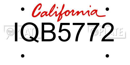 IQB5772 California License Plate