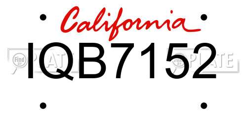 IQB7152 California License Plate