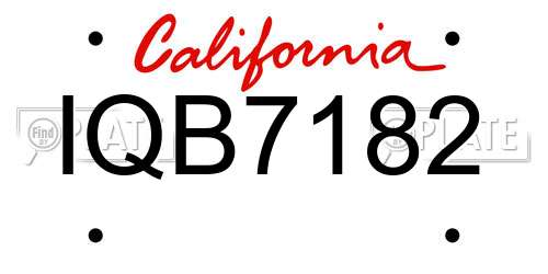 IQB7182 California License Plate