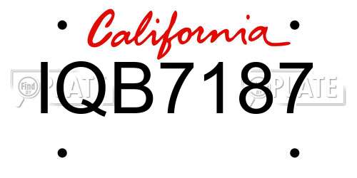 IQB7187 California License Plate