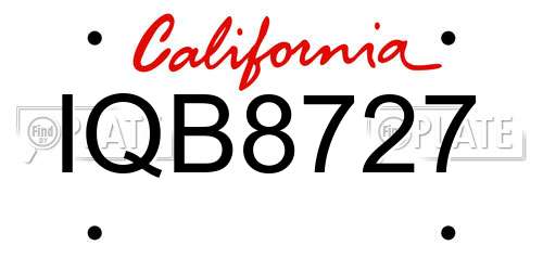 IQB8727 California License Plate