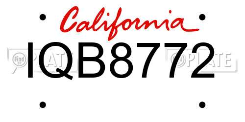 IQB8772 California License Plate