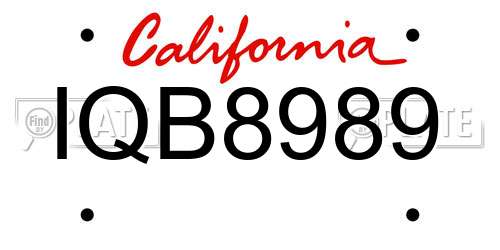 IQB8989 California License Plate