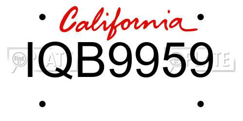 IQB9959 California License Plate