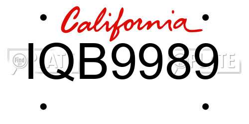 IQB9989 California License Plate