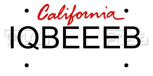 IQBEEEB California License Plate