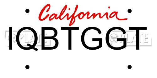 IQBTGGT California License Plate
