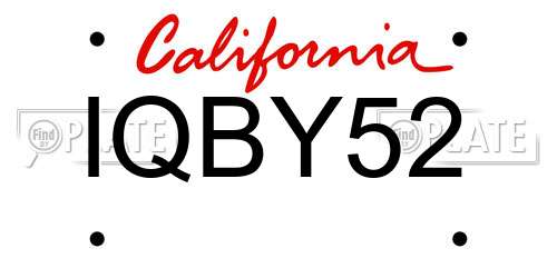 IQBY52 California License Plate