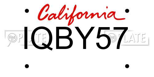 IQBY57 California License Plate