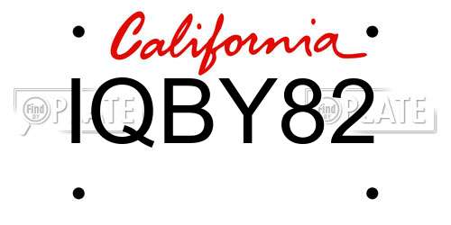 IQBY82 California License Plate