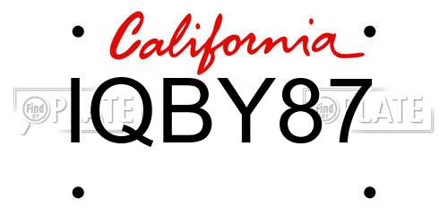 IQBY87 California License Plate