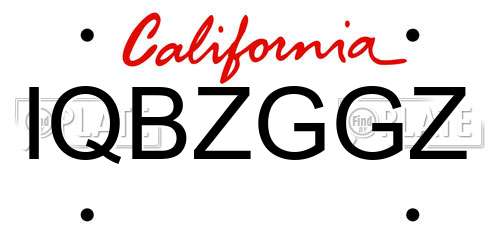 IQBZGGZ California License Plate