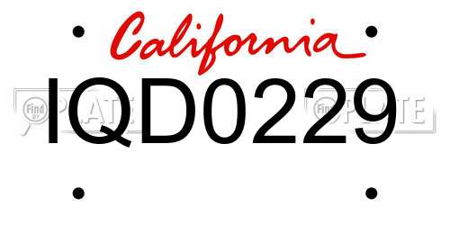 IQD0229 California License Plate