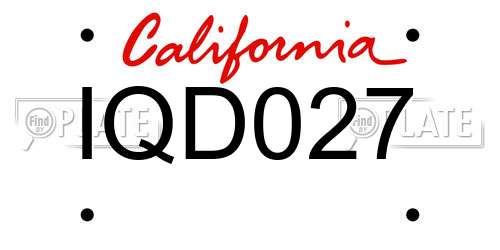 IQD027 California License Plate