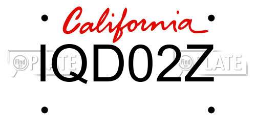 IQD02Z California License Plate