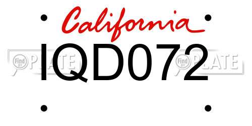 IQD072 California License Plate