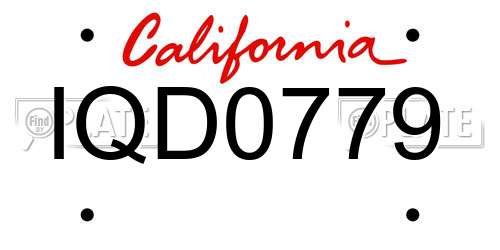 IQD0779 California License Plate