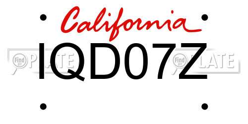 IQD07Z California License Plate