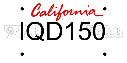 IQD150 California License Plate