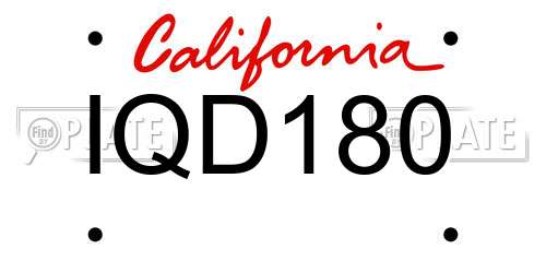 IQD180 California License Plate