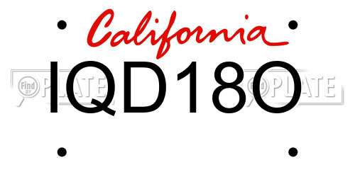 IQD18O California License Plate