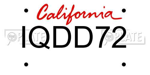 IQDD72 California License Plate
