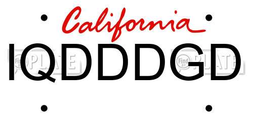 IQDDDGD California License Plate