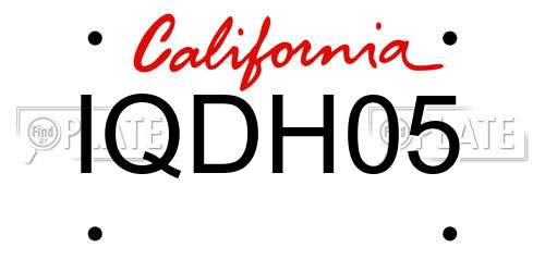 IQDH05 California License Plate