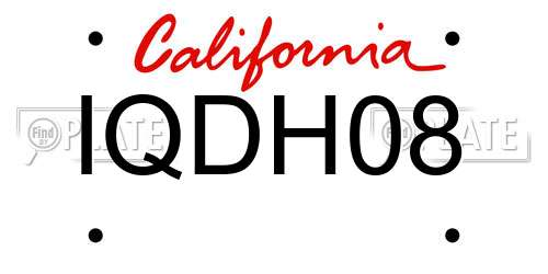 IQDH08 California License Plate