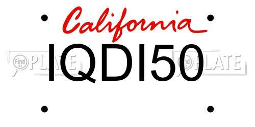 IQDI50 California License Plate