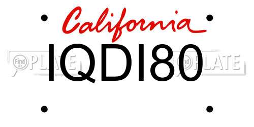 IQDI80 California License Plate